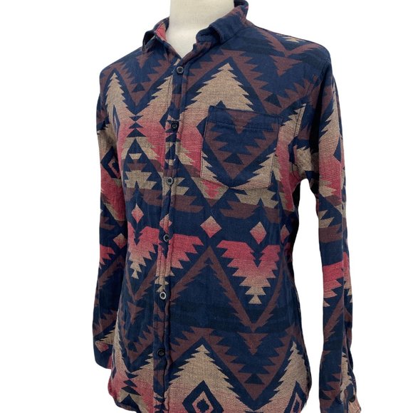 Pacsun Men's Casual Multicolor Aztec Tribal Print Button Down Shirt Size Large L - Picture 3 of 6